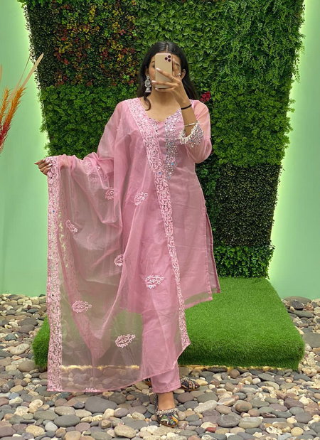 LG 1705 Embroidery Mirror Work Organza Readymade Suit Wholesale Price In Surat