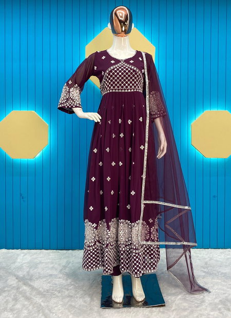Lg 1796 Faux Georgette Amarkali Heavy Readymade Suits Catalog