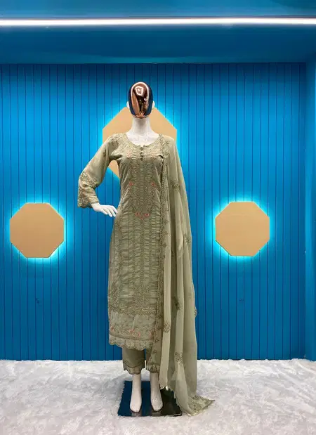 LG 1842 Embroidered Faux Georgette Readymade Suits Wholesalers In Delhi