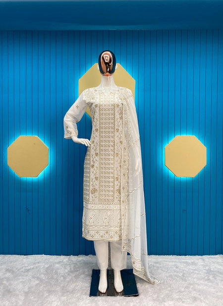 LG 1854 Embroidery Faux Georgette Readymade Suits Wholesale Online