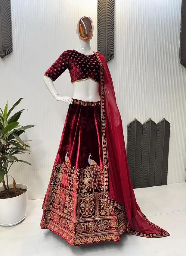 Lg 635 Velvet Wedding Wear Lehenga Choli Wholesale Market In Surat