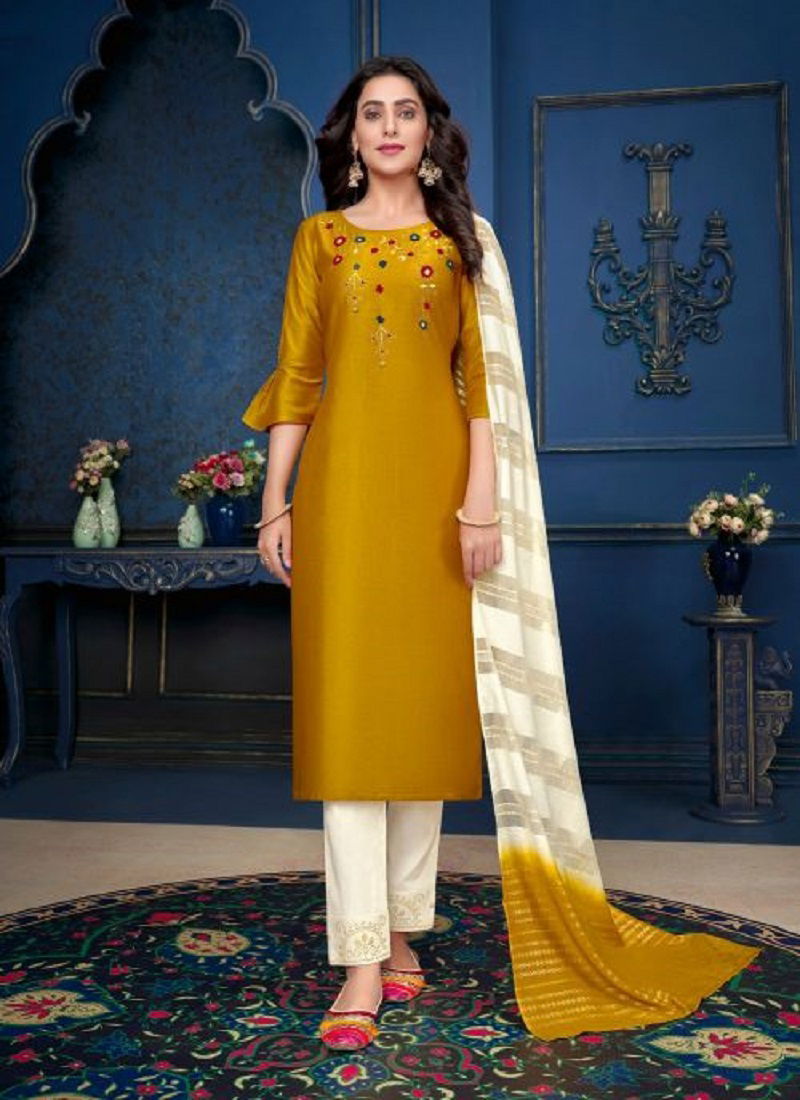 Lily And Lali Muskan 3 Silk Fancy Ethnic Wear Kurti Pant With Dupatta Collection