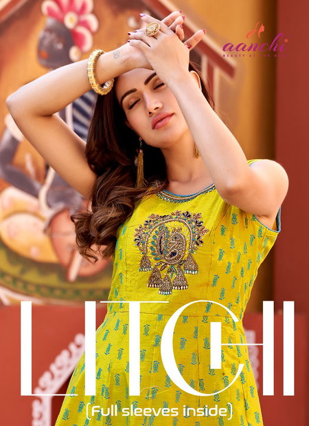 Litchi By Aanchi Modal Silk Flair Kurti Wholesale Shop In Surat