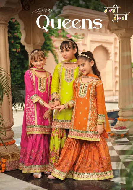 Little Queen By Eba Nanni Munni Chinon Bulk Kids Girls Wear Sharara Order In India