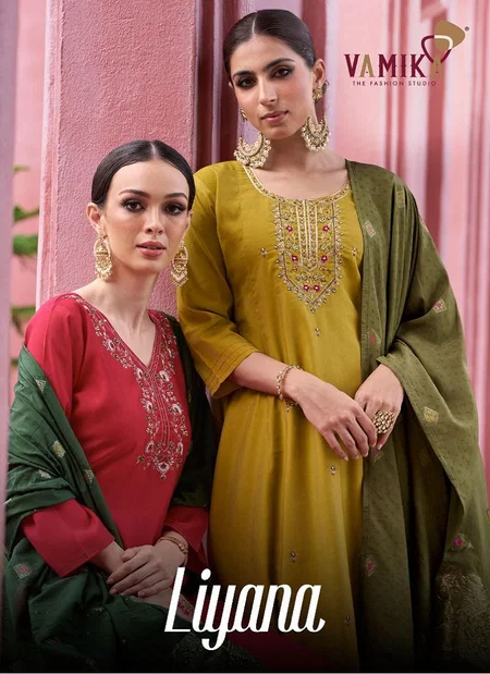Liyana By Vamika Viscose Vertican Silk Wholesale Kurti With Bottom Dupatta In India