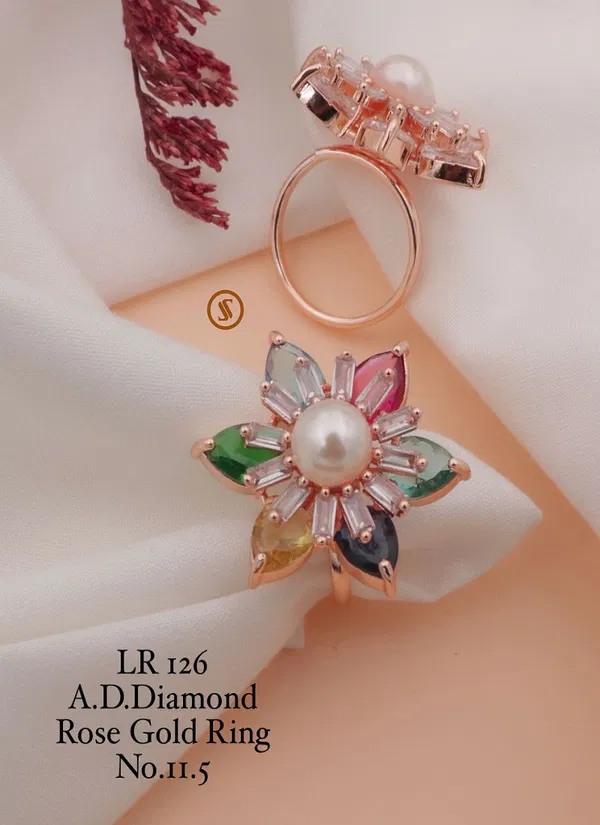 Lr Rose Gold And Silver Ad Diamond Ring Wholesalers In Delhi
