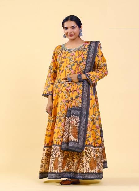 Lucaya Vol 7 Kalamkari Printed Dupatta With Gown Catalog
