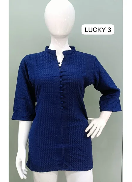 Lucky By Tunic House Viscose Chikankari Ladies Top Wholesale Online