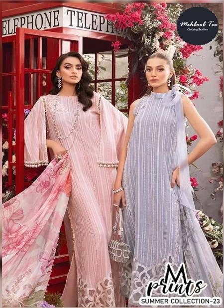 M print Spring Summer 22 By Mehboob 1301 And 1302 Pure Cotton Pakistani Suit Exporters in India Catalog