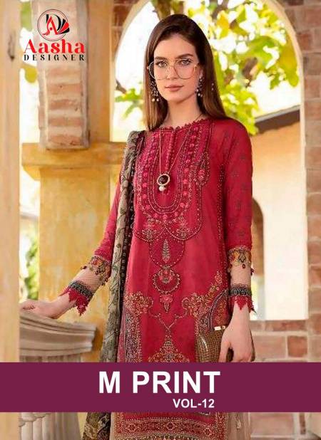 M Prints Vol 12 By Aasha Embroidery Pure Cotton Pakistani Suits Wholesale Price In Surat
 Catalog