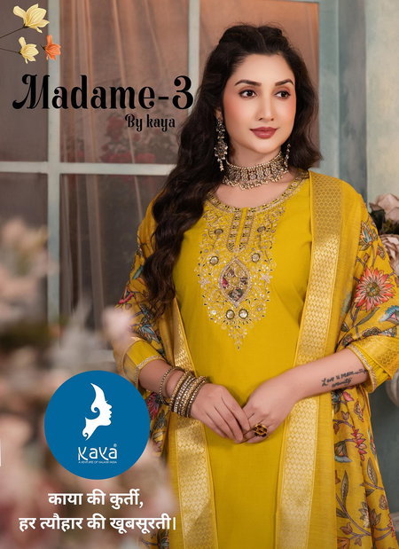 Madame Vol 3 By Kaya Roman Silk Wholesale Kurti With Bottom Dupatta In India