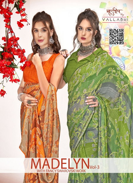 Madelyn Vol 3 By Vallabhi Printed Chiffon Daily Wear Sarees Supplier In India
