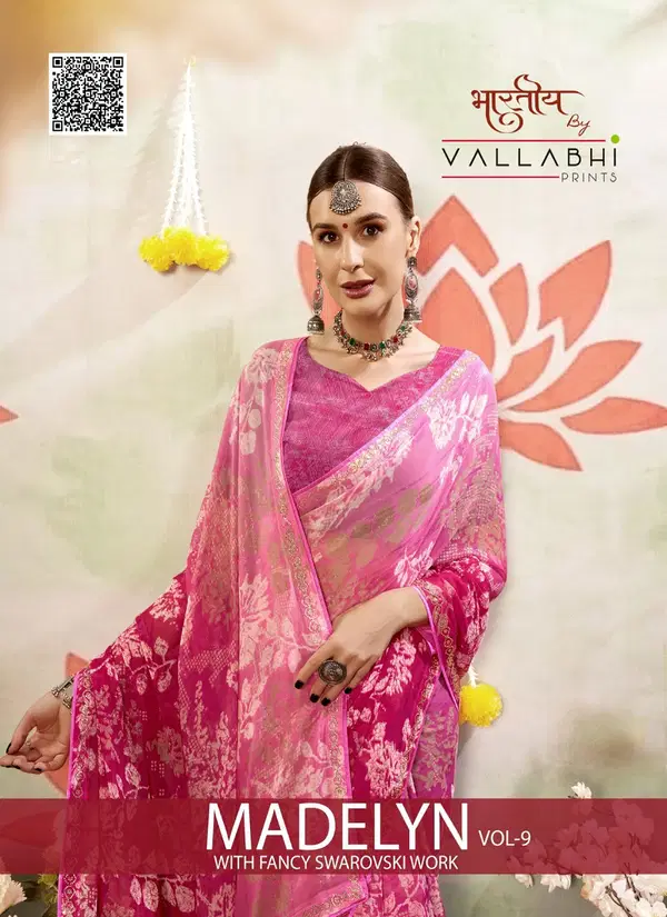 Madelyn Vol 9 By Vallabhi Chiffon Printed Sarees Wholesale Shop In Surat