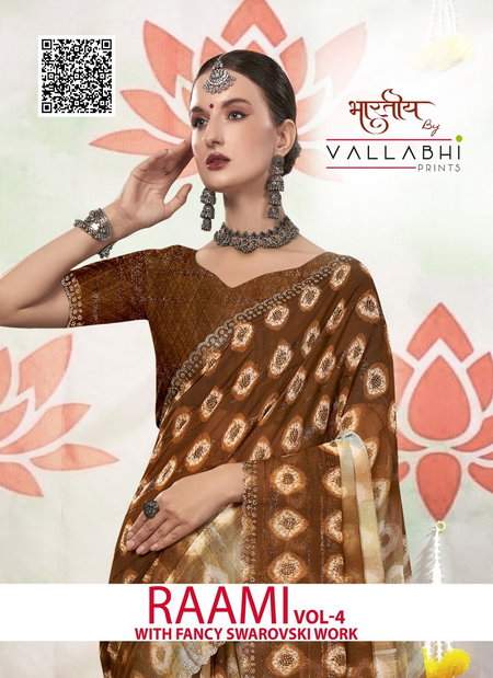 Raami Vol 4 By Vallabhi Printed Chiffon Sarees Supplier In India
