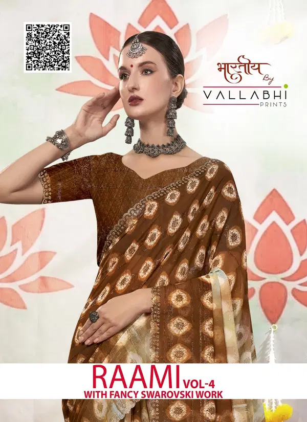 Raami Vol 4 By Vallabhi Printed Chiffon Sarees Supplier In India
