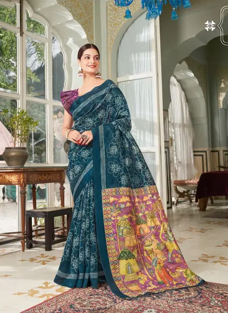 Madhubani By Shreyans MP-01 To MP-09 Printed Saree Catalog Catalog