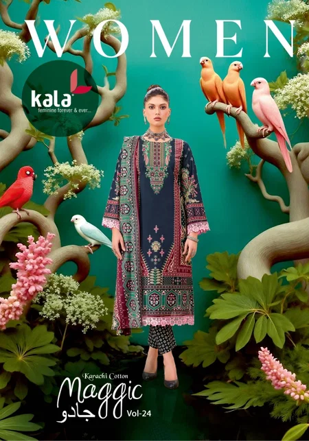 Maggic Vol 24 By Kala Printed Cotton Karachi Dress Material 