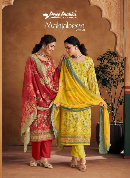 Mahajbeen Vol 8 By Shree Shalika Printed Lawn Cotton Dress Material Wholesalers In Delhi
 Catalog