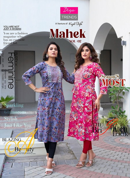 Mahek Vol 2 By Diya Trends Rayon Printed Kurti Wholesale Market In Surat
