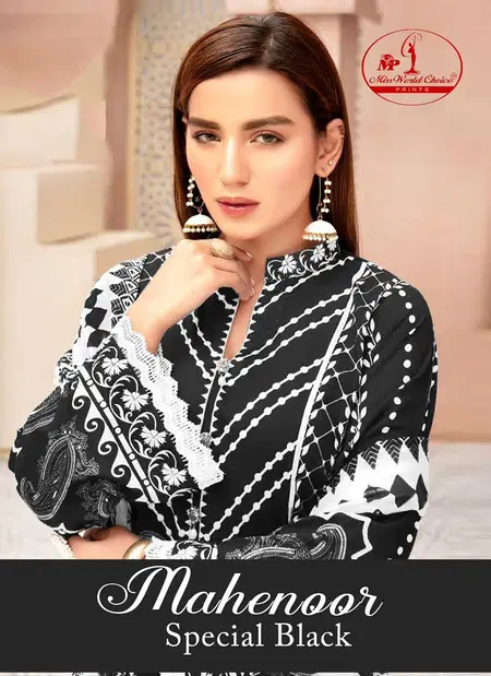 Mahenoor Special Black Vol 1 By Miss World Choice Lawn Dress Material Wholesale