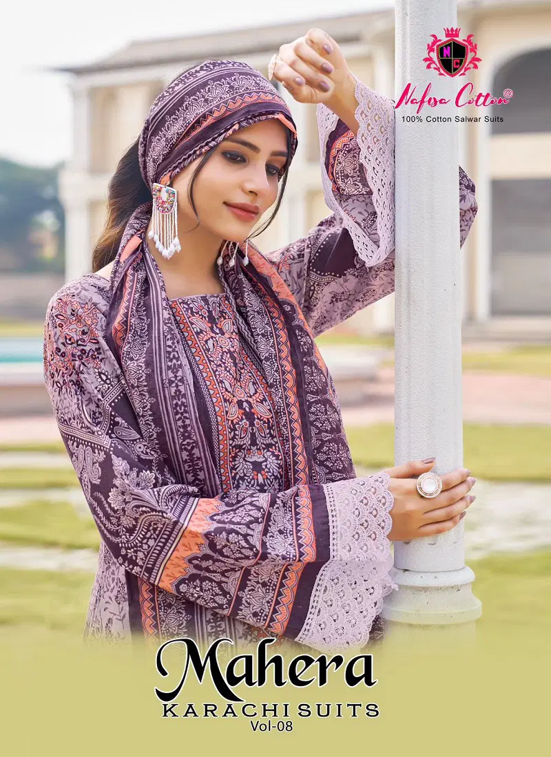 Mahera Vol 8 By Nafisa Karachi Cotton Dress Material Suppliers In India Catalog