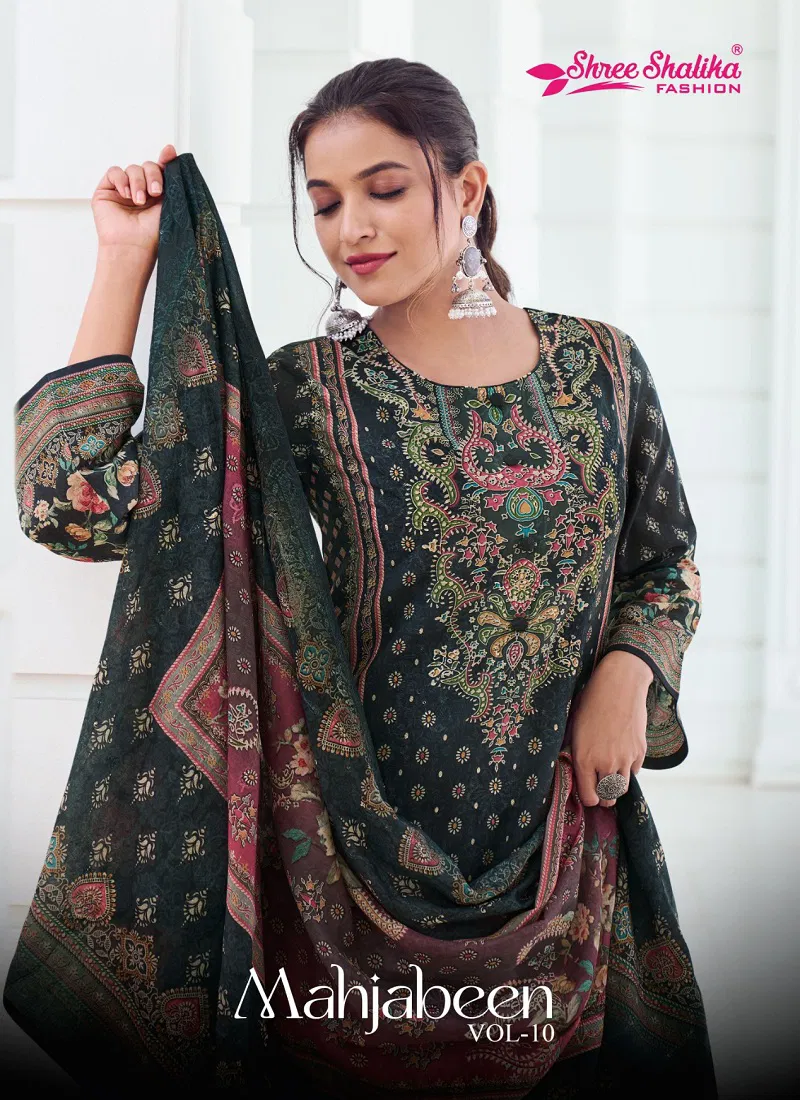 Mahjabeen Vol 10 By Shree Shalika Cotton Embroidery Salwar Suits Orders In India Catalog