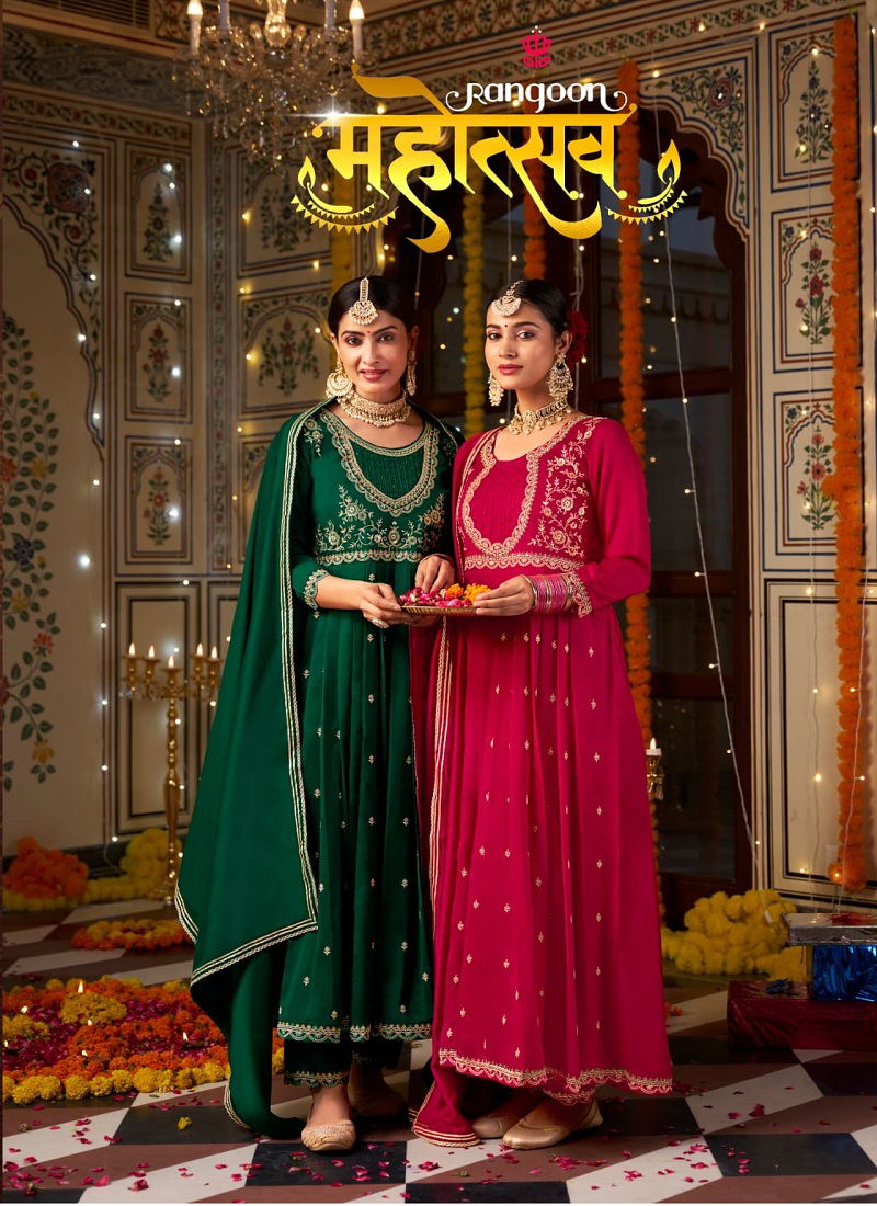 Mahotsav By Rangoon Silk Embroidery Readymade Suits Suppliers In India Catalog