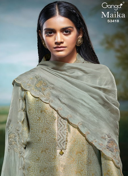 Maika 3418 By Ganga Bemberg Silk Designer Salwar Kameez Orders In India