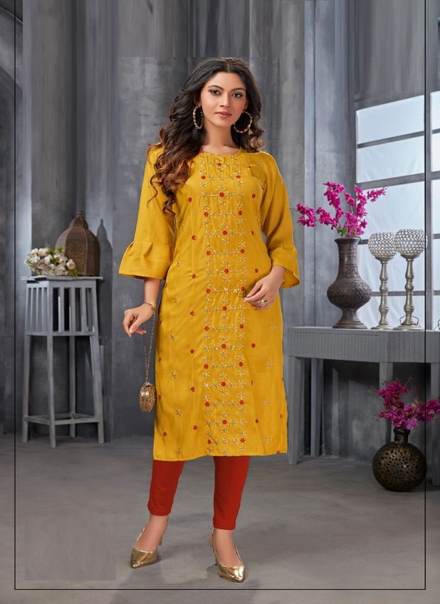 Maira Titlee 4 Heavy Party Wear Rayon Embroidery Kurti Collection