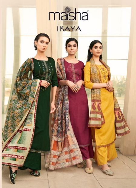 MAISHA IKAYA Fancy Designer Latest Festive Wear pure cotton print with cool looking embroidery work Salwar Suit Collection Catalog