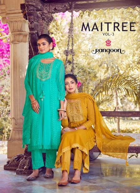 Maitree Vol 3 By Rangoon Embroidery Georgette Kurti With Bottom Dupatta Wholesale Market In Surat
 Catalog