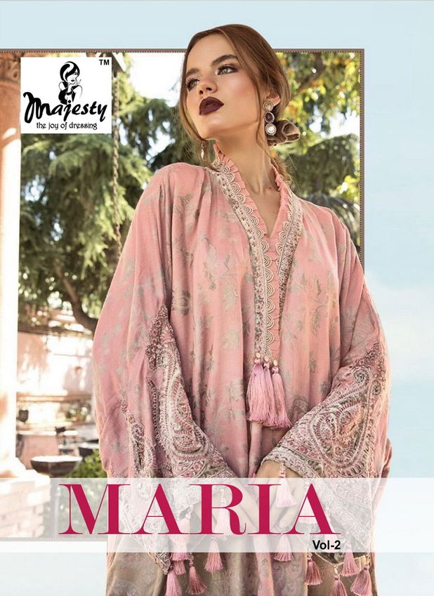 Majesty Maria Vol 2 Exclusive Collection Of Designer Printed Jam Silk Pakistani Salwar Suits 