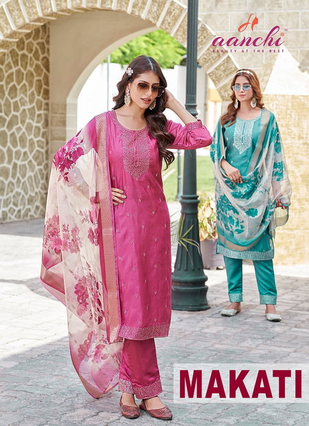 Makati By Aanchi Vichitra Shimmer Surat Kurti With Bottom Dupatta Wholesale Market