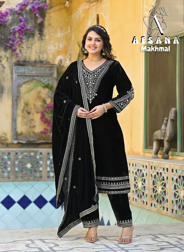 Makhmal By Afsana Velvet Embroidery Readymade Suits Suppliers In India