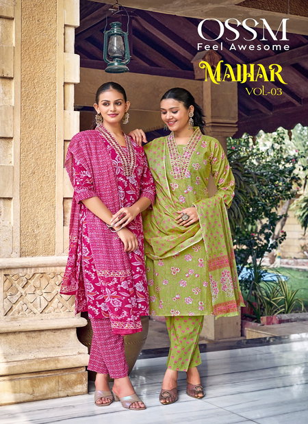 Malhar Vol 03 By Ossm Designer Cotton Printed Kurti With Bottom Dupatta Wholesale Price In Surat
