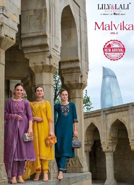 Malvika Vol 2 By Lily And Lali Viscose Embroidery Kurti With Bottom Dupatta
