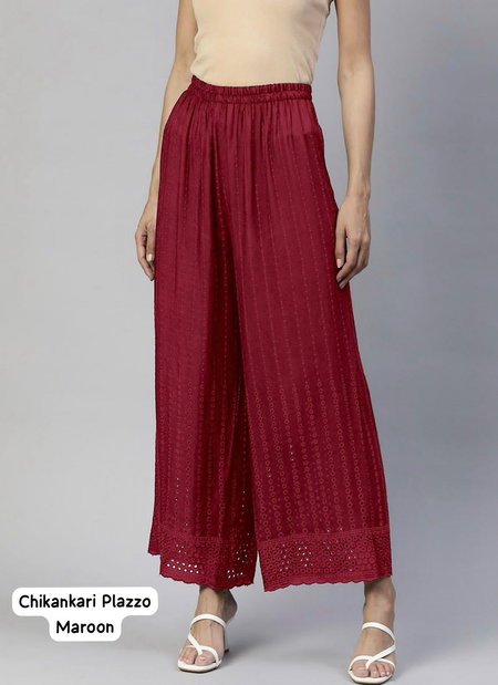 MB Mamaji Chikankari Work Loose Fit Palazzo Wholesale Shop In Surat 
