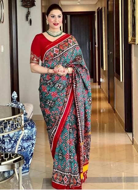 Pink Color Floral Printed Japan Satin Saree