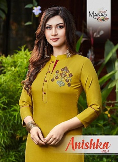 Manas Anishka 5 Latest fancy Designer Ethnic Wear Rayon Kurti With Bottom Collection
 Catalog