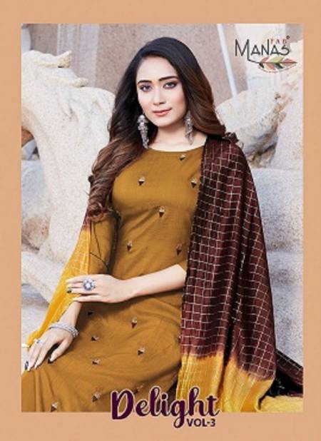 Manas Delight 3 Fancy Designer Heavy Casual Wear chinon silk With Inner With Embroidery work Readymade Salwar Suit Collection
 Catalog
