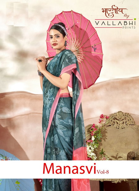 Manasvi Vol 8 By Vallabhi Georgette Printed Sarees Wholesale Shop in Surat
