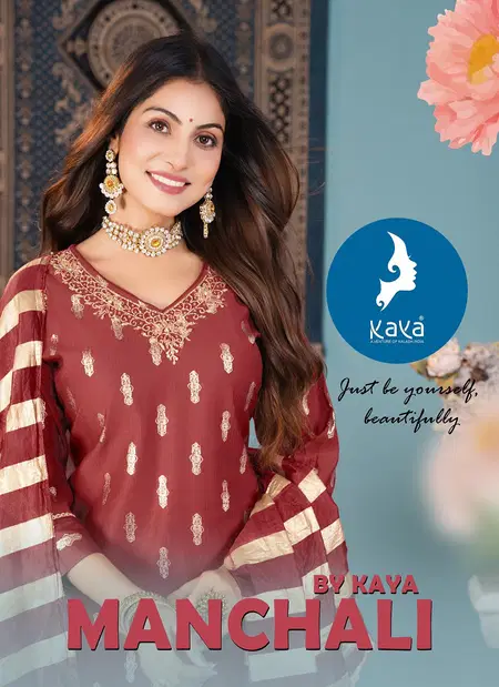 Manchali By Kaya Berlin Foil Printed Kurti With Bottom Dupatta Wholesale Price In Surat