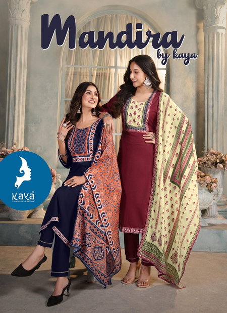 Mandira By Kaya Rayon Printed Surat Kurti With Bottom Dupatta Wholesale Market