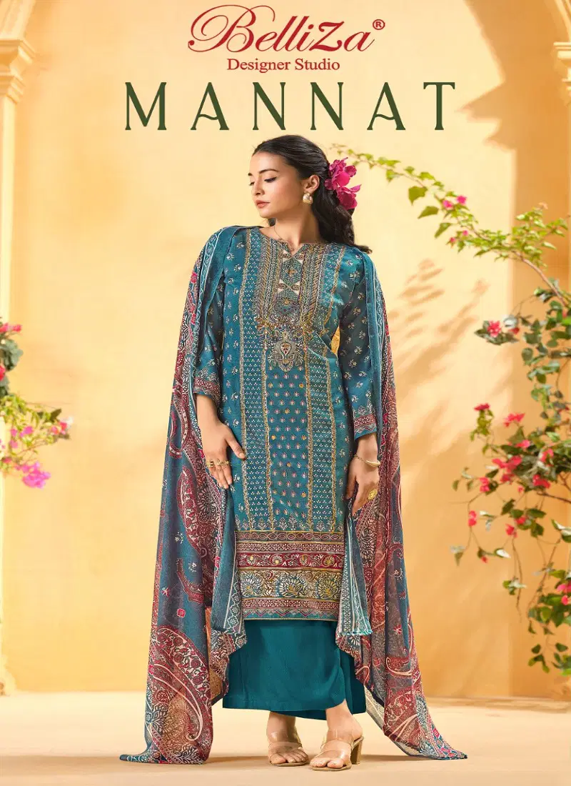 Mannat By Belliza Viscose Rayon Printed Dress Material Suppliers In India Catalog