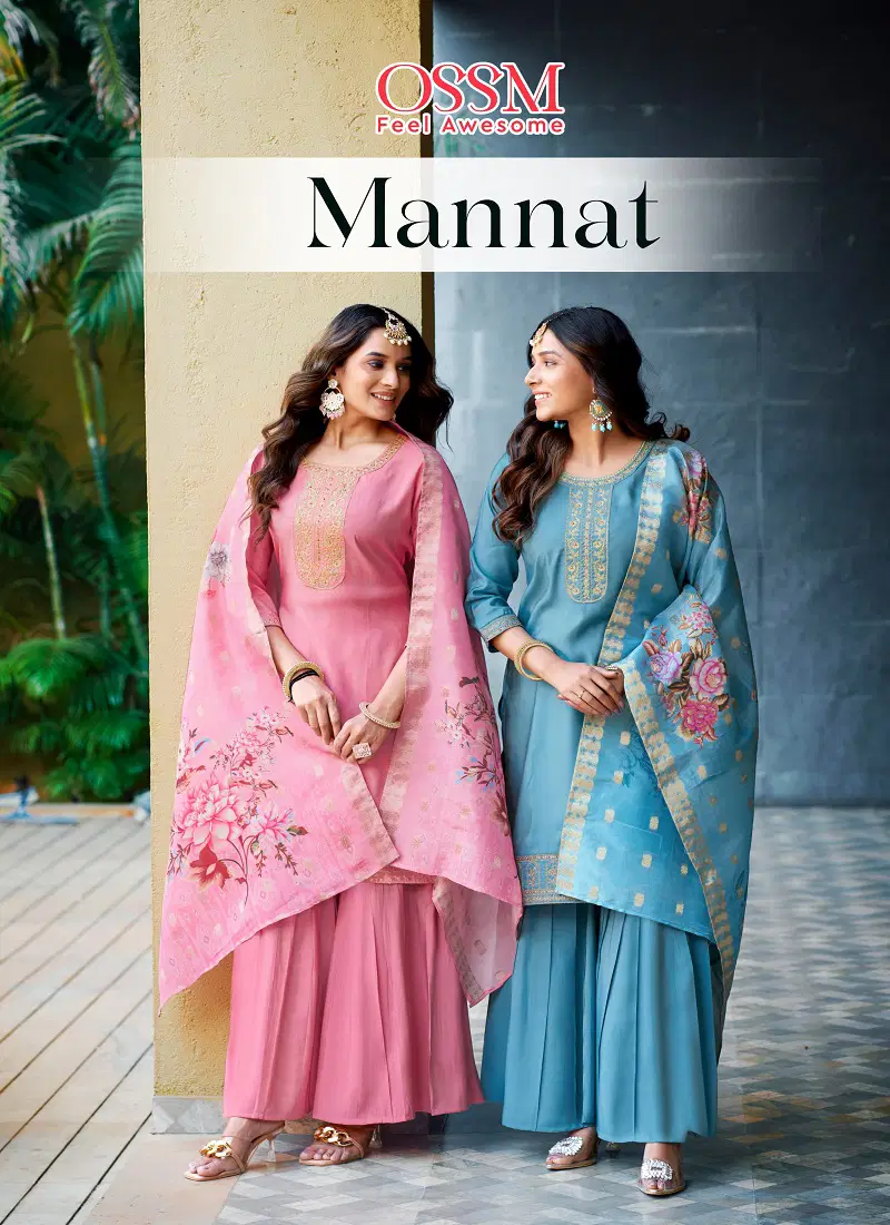 Mannat By Ossm Viscose Embroidery Kurti With Bottom Dupatta Wholesale Price Catalog