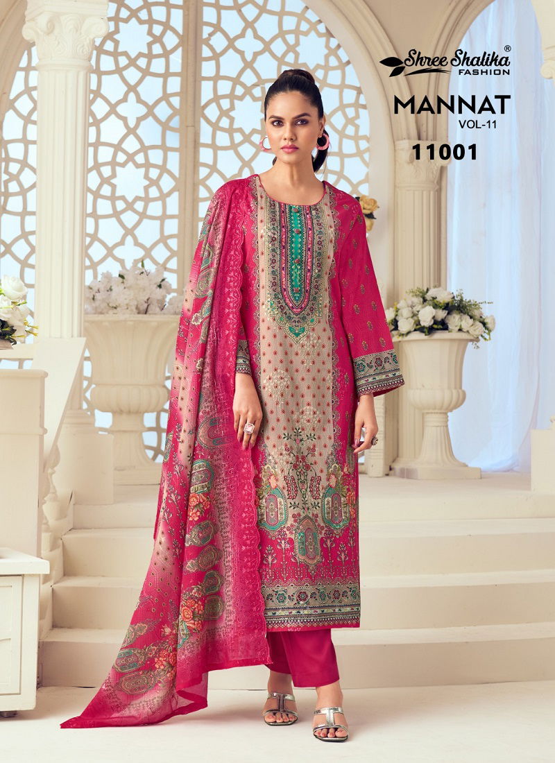 Mannat Vol 11 By Shree Shalika Printed Lawn Cotton Dress Material Wholesale Shop In Surat
 Catalog