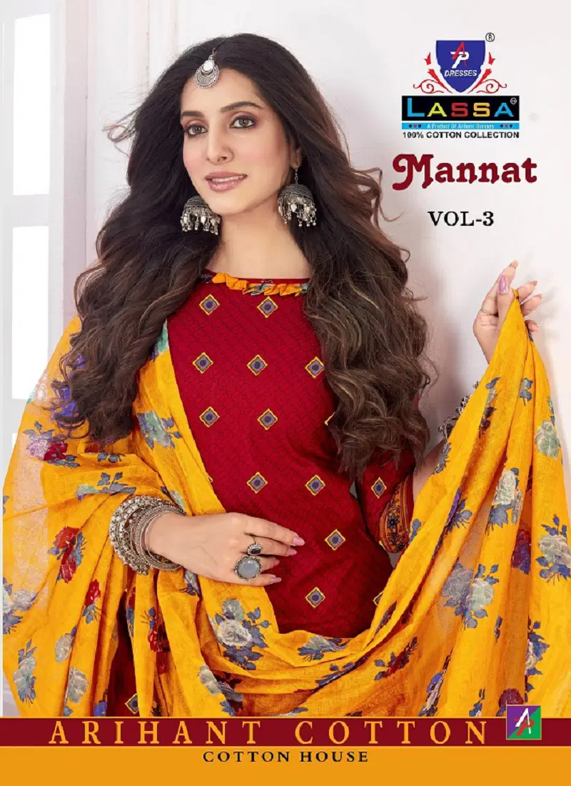 Mannat Vol 3 By Arihant Lassa Daily Wear Cotton Printed Dress Material Wholesalers In Delhi Catalog