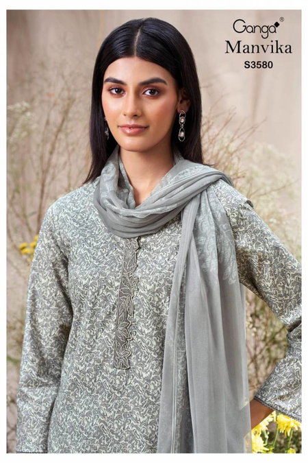 Manvika By Ganga Cotton Printed Embroidered Salwar Suit Wholesale Online