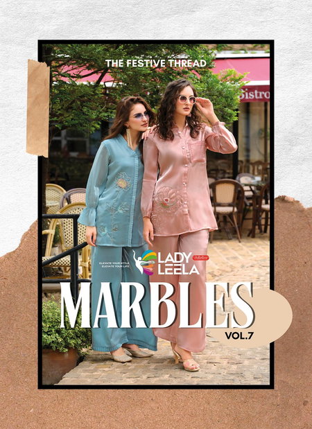 Marbles 7 By Lady Leela Viscose Silk Cord Set Ladies Top With Bottom Orders In India