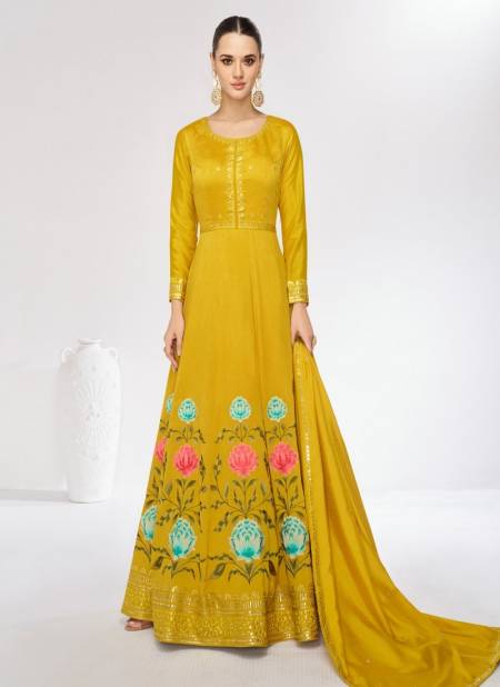 Mari Gold By Aashirwad Premium Silk Wedding Wear Readymade Gown With Dupatta Wholesale Shop In Surat
 Catalog